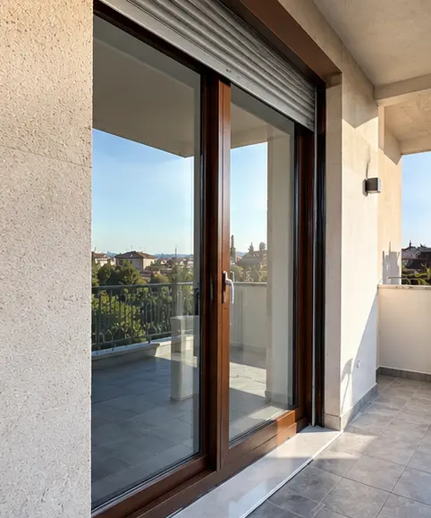 Parte di un infisso in un interno in ristrutturazione, con soffitto in cartongesso e cavi elettrici sospesi